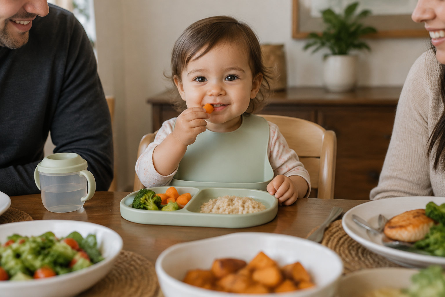 photo b82v 0e739ec3 Un jeune enfant à table avec un repas sain préparé.