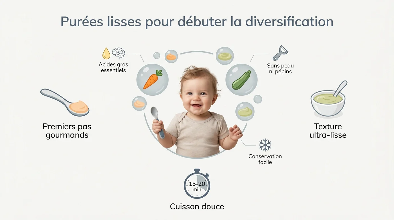 Purée de carottes et de courgettes lisses pour bébé préparées au Nutribaby