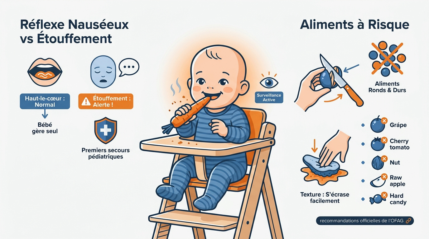 Aliments sécurisés et prévention des risques d'étouffement pour bébé en BLW