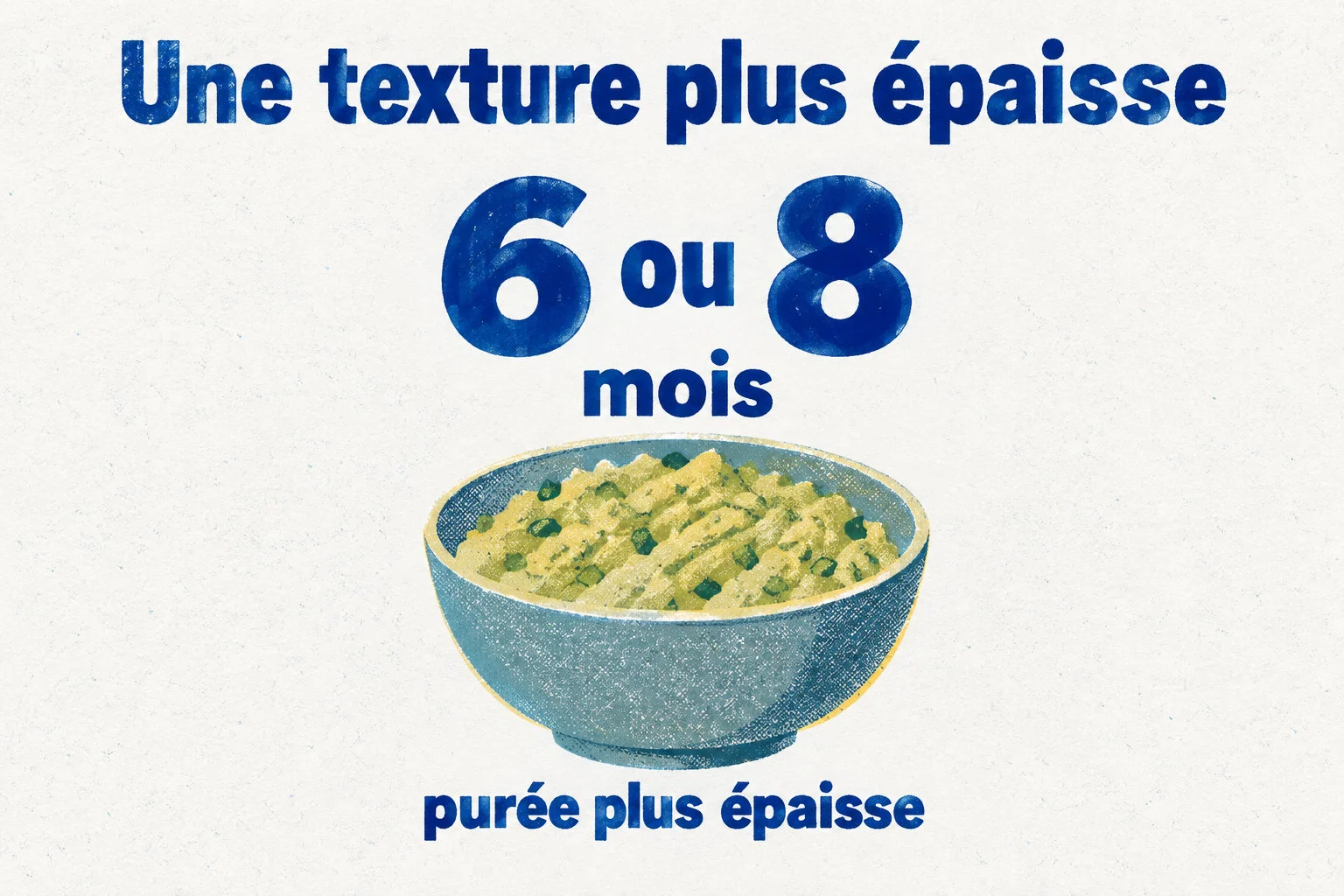 À partir de 6 ou 8 mois, la purée peut être proposée plus épaisse.